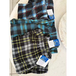 Boys MAD DOG Plaid Fleece Pajama Bottoms XL Black Blue Teal